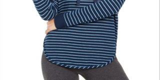 Moletom com capuz listrado de malha aconchegante feminino Alfani, azul, tamanho pequeno
