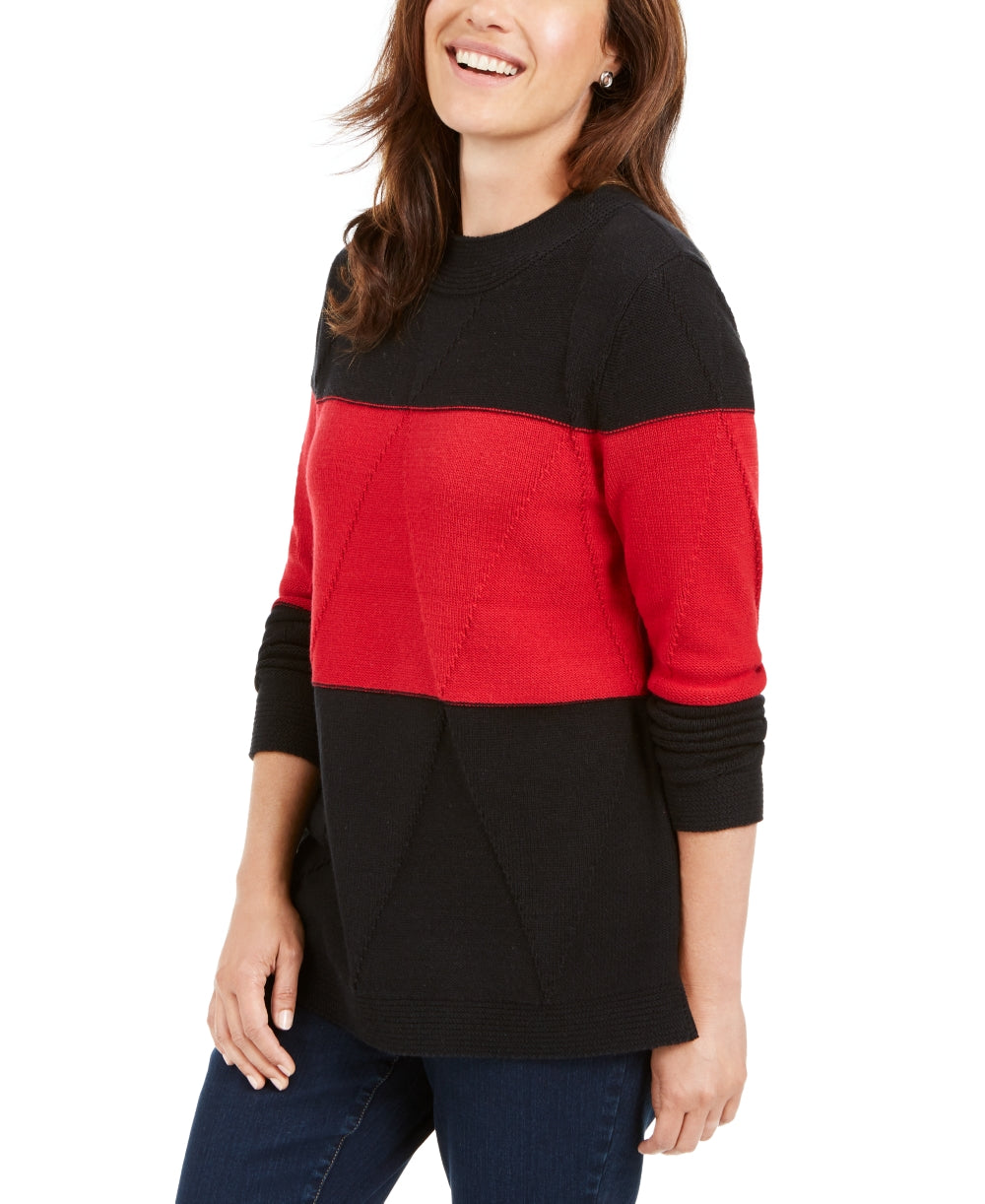 Karen Scott Suéter Feminino Grace Colorblocked Vermelho Tamanho P