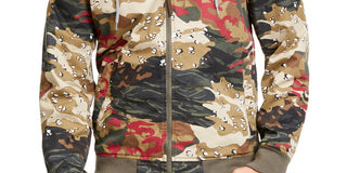 American Rag Moletom com capuz masculino Juxtaposed Camo Bomber bege tamanho X-Large