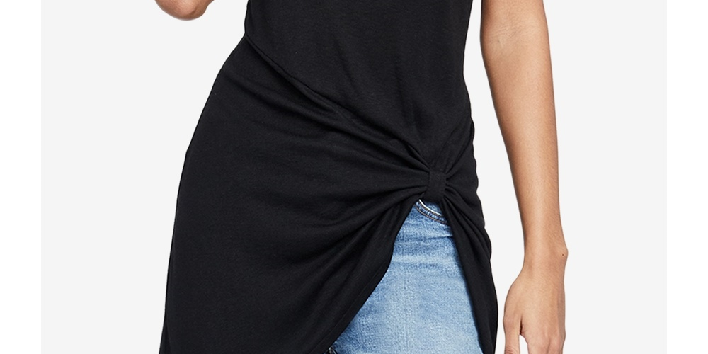 Rachel Roy Twisted High Low Top Feminino Preto Tamanho X-G