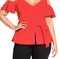 Top peplum com ombros descobertos e tendência feminino City Chic laranja tamanho 20W