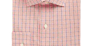 Camisa social masculina Club Room Performance Windowpane Laranja Tamanho 17 1/2