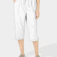 Calça feminina Karen Scott com bolsos e gravata, branca, tamanho PS/M