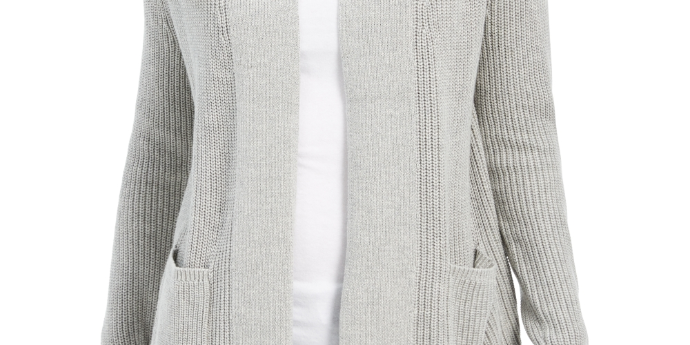 Cardigan curto de algodão feminino Charter Club, cinza, tamanho pequeno