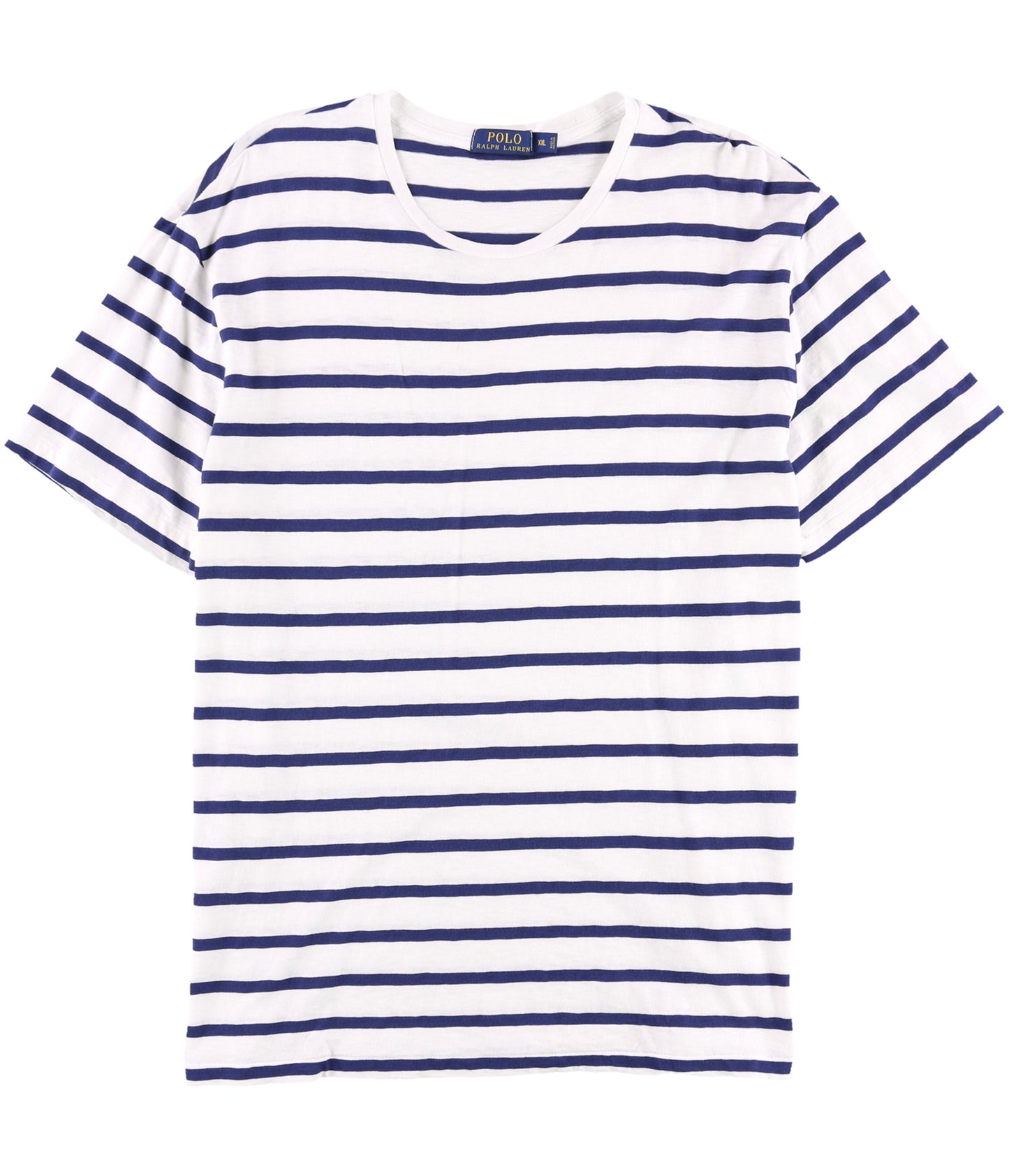 Camiseta básica listrada clássica masculina Ralph Lauren, branca, azul-marinho, tamanho 2XL