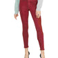 Calça jeans skinny Hudson Nico Denim cintura média feminina, vermelha, tamanho 27