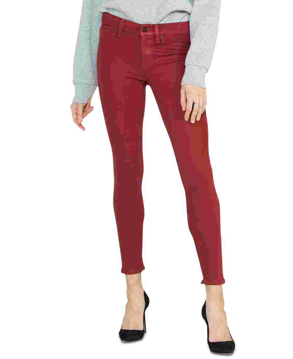 Calça jeans skinny Hudson Nico Denim cintura média feminina, vermelha, tamanho 27