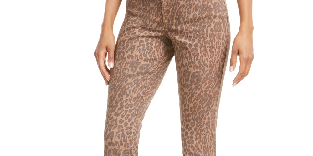 Jeans skinny feminino com estampa animal e curvas Style &amp; Co, marrom, tamanho 16, pequeno