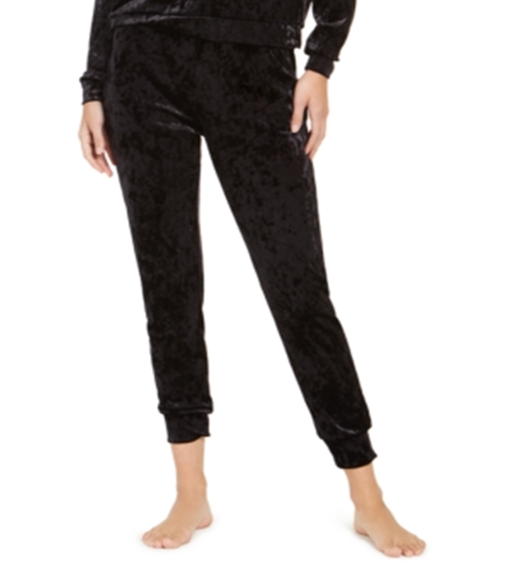 Calça jogger feminina Alfani Velvet Sleep, preta, tamanho XXL