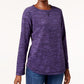 Karen Scott Sport Space Dye Microfleece Top Feminino Roxo Tamanho XS
