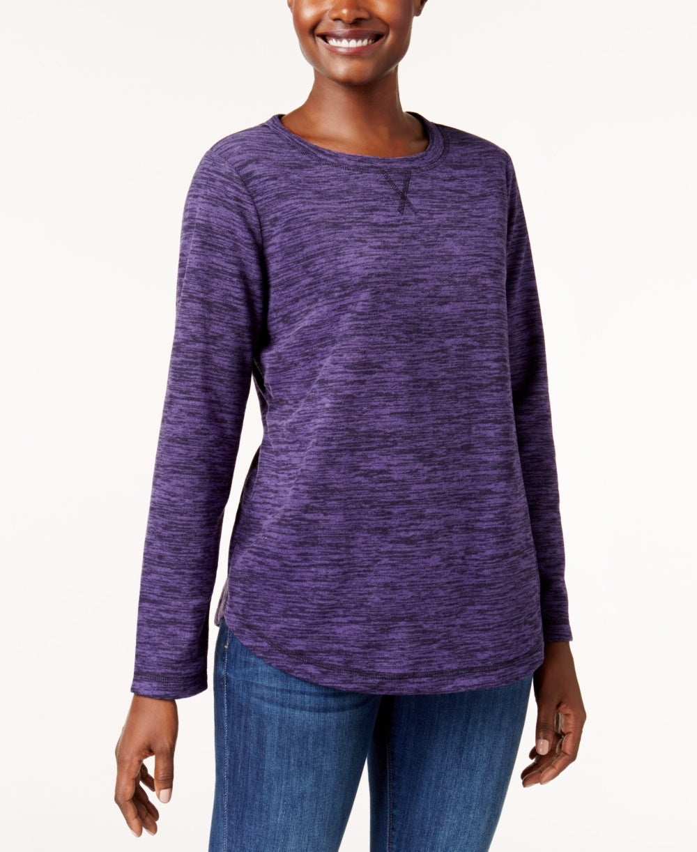 Karen Scott Sport Space Dye Microfleece Top Feminino Roxo Tamanho XS