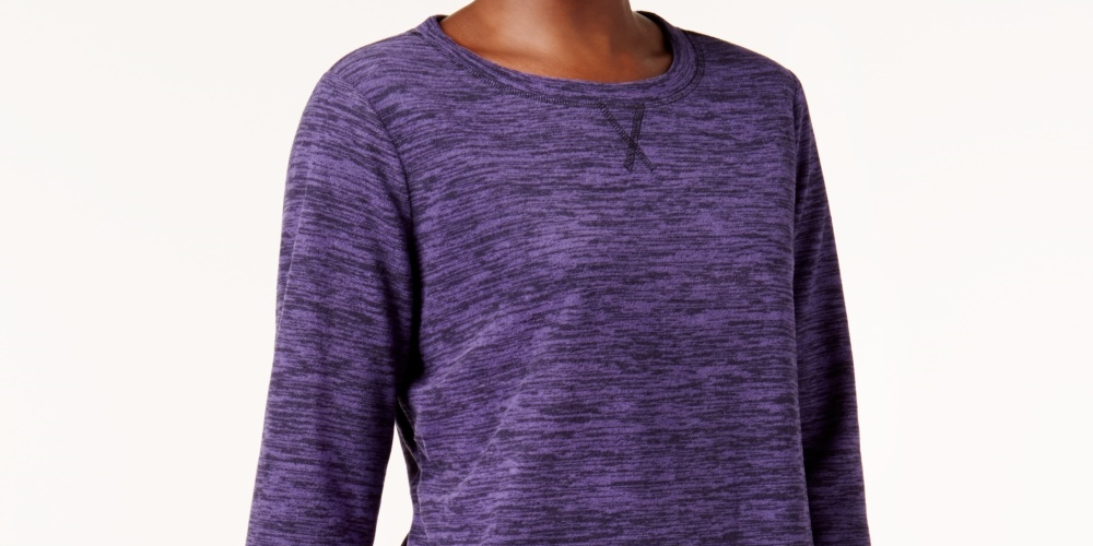 Karen Scott Sport Space Dye Microfleece Top Feminino Roxo Tamanho XS