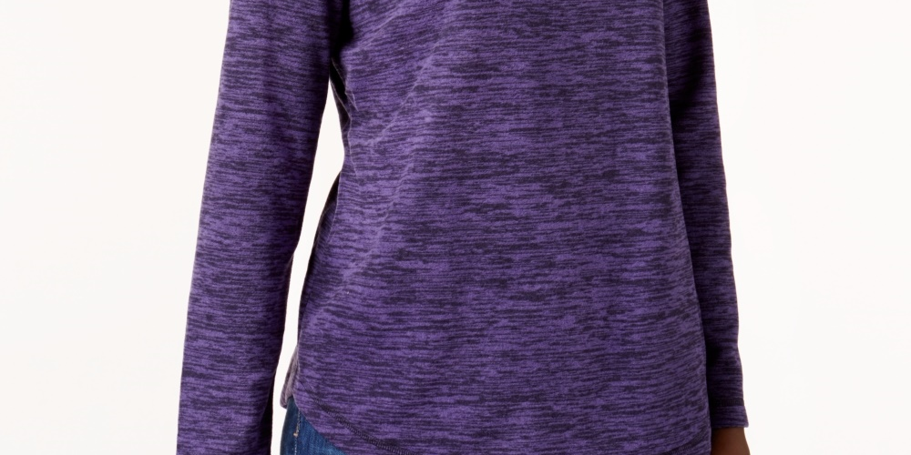Karen Scott Sport Space Dye Microfleece Top Feminino Roxo Tamanho XS