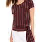 Blusa listrada com amarração lateral BCX Junior, tamanho vinho, tamanho extrapequeno