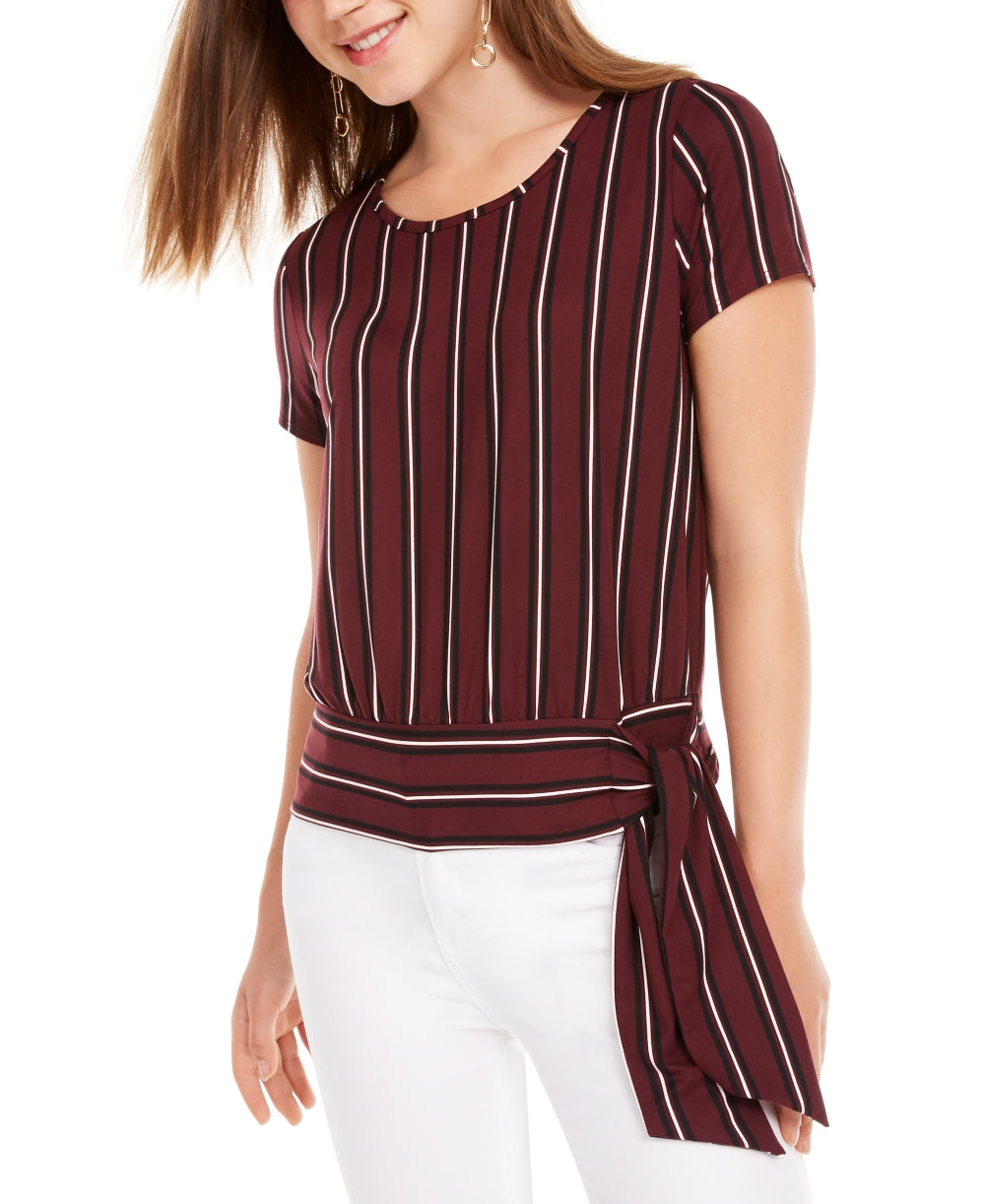 Blusa listrada com amarração lateral BCX Junior, tamanho vinho, tamanho extrapequeno