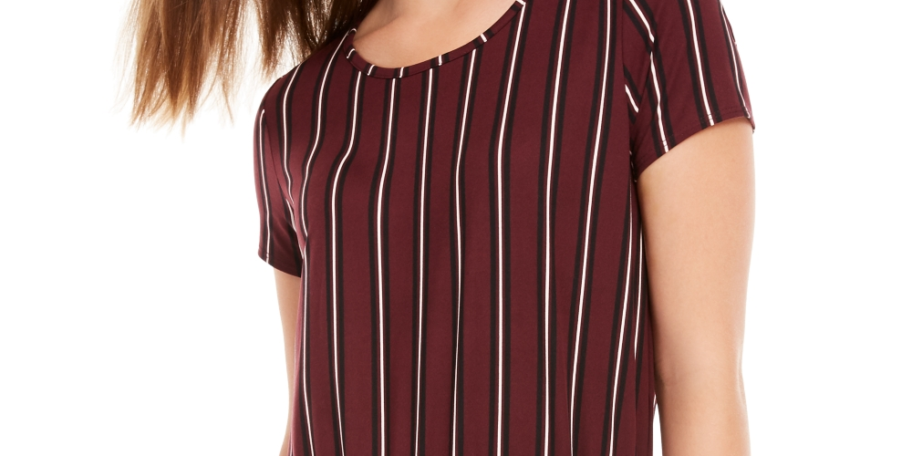 Blusa listrada com amarração lateral BCX Junior, tamanho vinho, tamanho extrapequeno