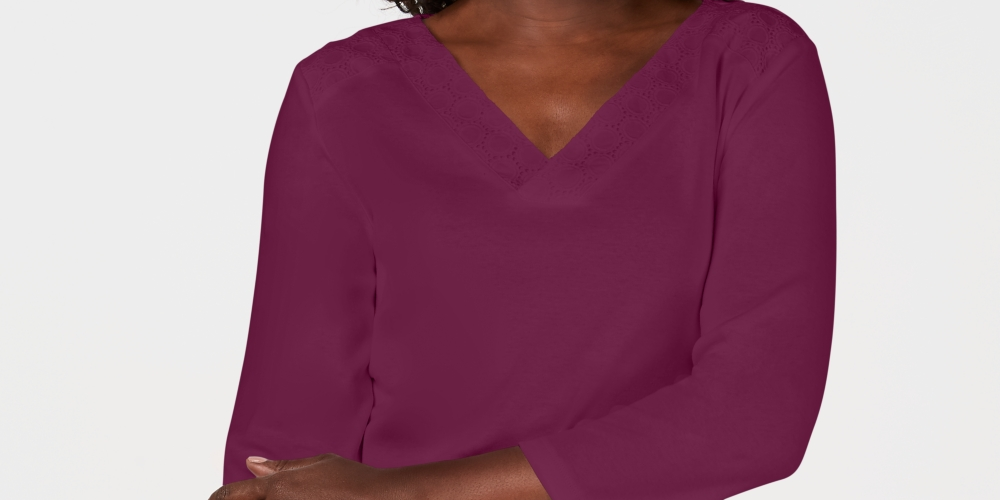 Karen Scott Top Feminino com Acabamento em Ilhós Roxo Tamanho P