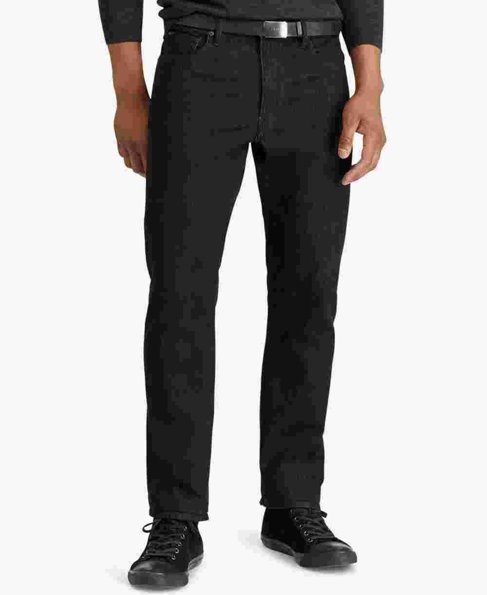 Calça jeans reta masculina Ralph Lauren Prospect, preta, tamanho 34x32
