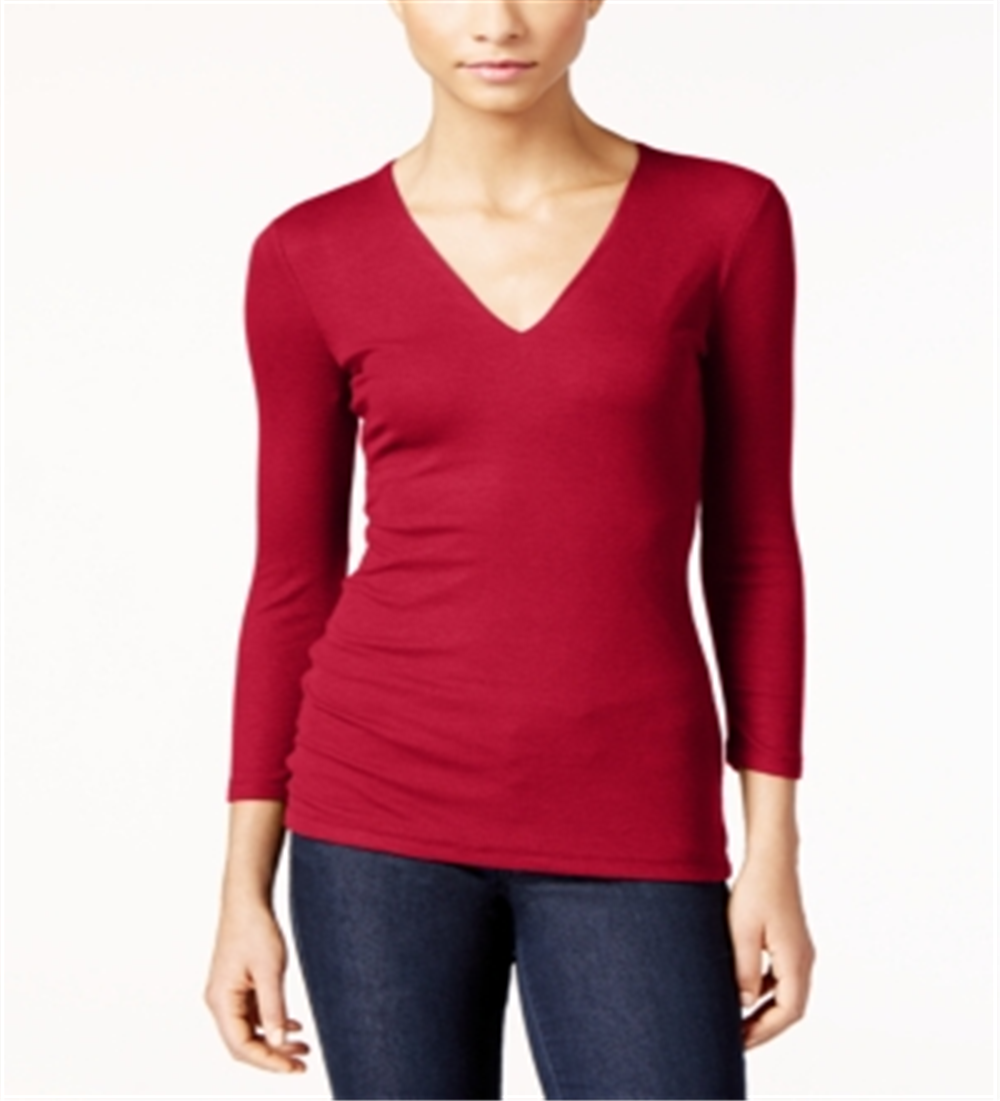 Blusa canelada feminina INC International Concepts - vermelha, tamanho M