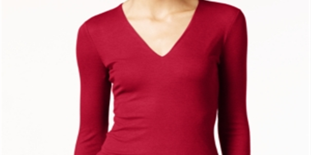 Blusa canelada feminina INC International Concepts - vermelha, tamanho M