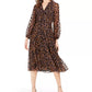 Vestido midi flocado feminino Tommy Hilfiger, preto, tamanho 4