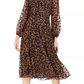 Vestido midi flocado feminino Tommy Hilfiger, preto, tamanho 4