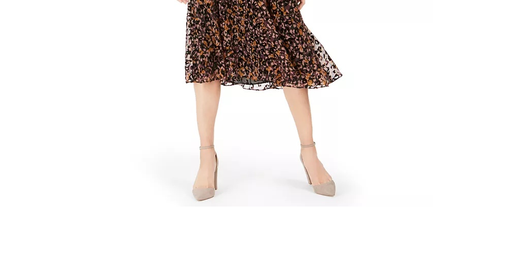 Vestido midi flocado feminino Tommy Hilfiger, preto, tamanho 4