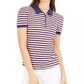 Camisa polo listrada feminina Maison Jules, branca, tamanho extragrande