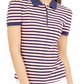 Camisa polo listrada feminina Maison Jules, branca, tamanho extragrande