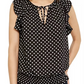 Blusa feminina com decote franzido e amarração, tamanho pequeno, preta, da INC International Concepts