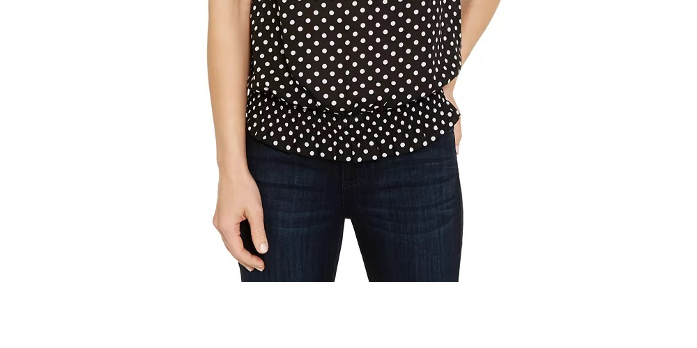 Blusa feminina com decote franzido e amarração, tamanho pequeno, preta, da INC International Concepts