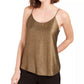 Top feminino Bar III de chiffon com acabamento metálico dourado, tamanho extragrande