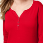 Karen Scott Blusa Feminina Petite Cotton com Gola Henley Vermelha Tamanho Petite S