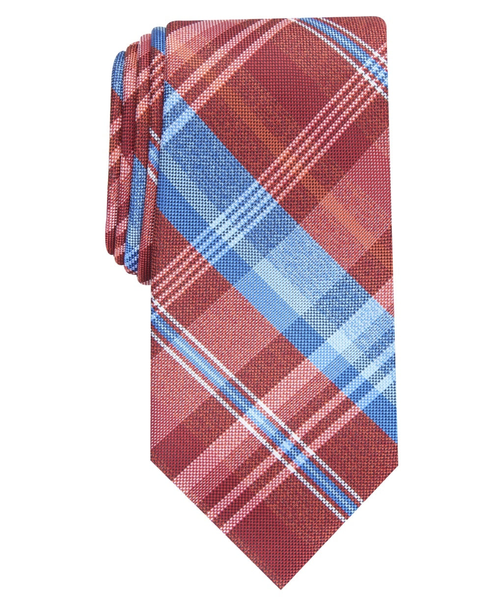 Gravata xadrez Perry Ellis Essex masculina Rustcopper tamanho regular