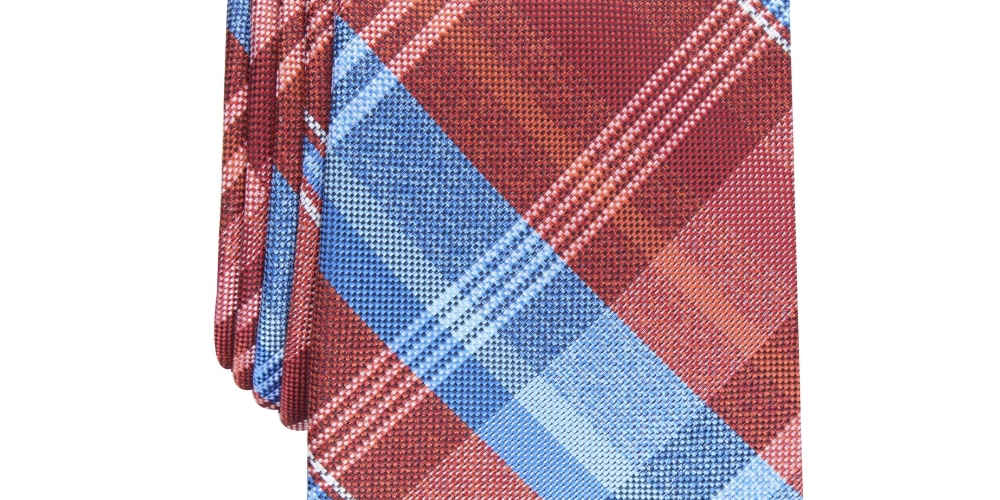 Gravata xadrez Perry Ellis Essex masculina Rustcopper tamanho regular