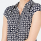 Camisa polo feminina estampada de manga curta Charter Club, azul, tamanho pequeno