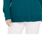 Karen Scott Suéter Feminino Plus Cotton Gola Simulada Azul Tamanho 3X