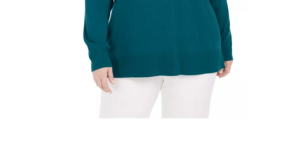 Karen Scott Suéter Feminino Plus Cotton Gola Simulada Azul Tamanho 3X