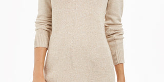 Suéter feminino Charter Club mesclado com decote em V bege tamanho pequeno pequeno