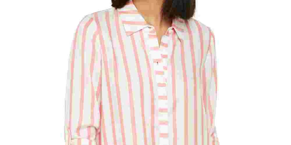 Blusa Listrada Metálica Feminina INC International Concepts Laranja Tamanho P