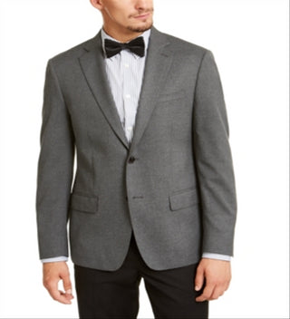 Terno masculino Calvin Klein com abotoamento simples, mesclado, slim fit, cinza, separado, tamanho 42