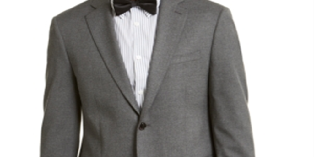 Terno masculino Calvin Klein com abotoamento simples, mesclado, slim fit, cinza, separado, tamanho 42