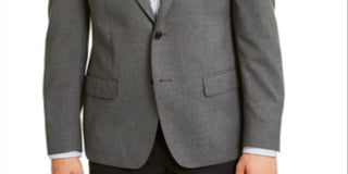 Terno masculino Calvin Klein com abotoamento simples, mesclado, slim fit, cinza, separado, tamanho 42