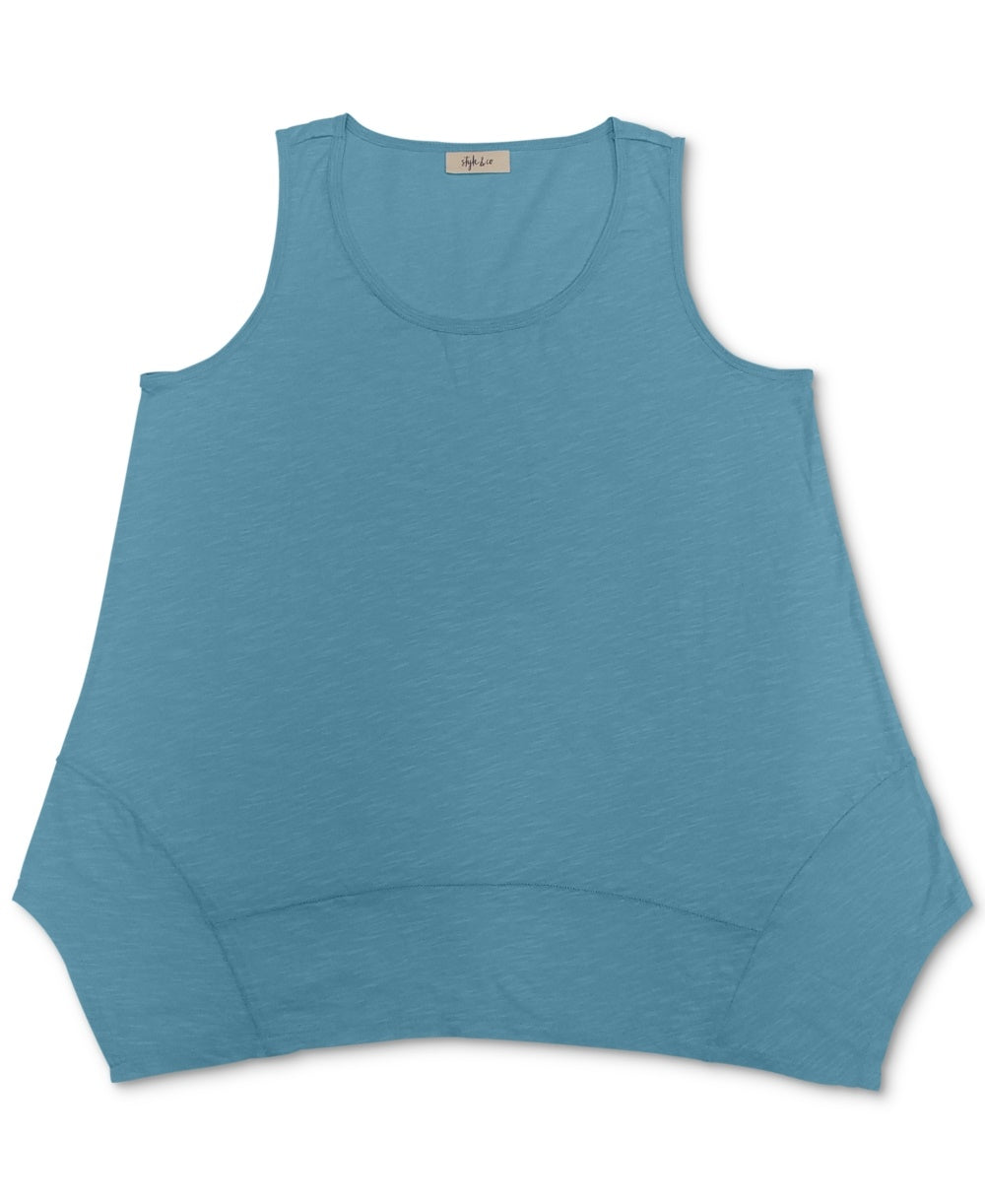 Regata feminina estilo &amp; co com bainha de lenço, azul, tamanho extragrande