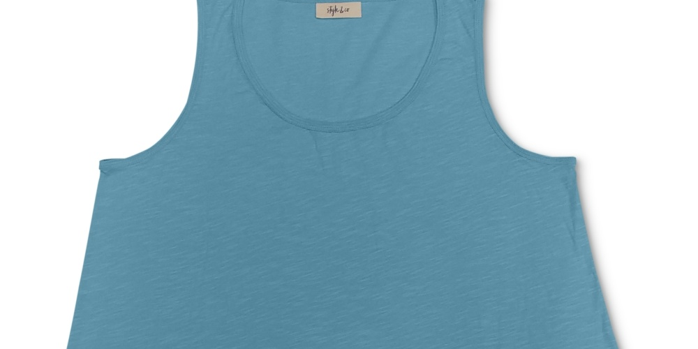 Regata feminina estilo &amp; co com bainha de lenço, azul, tamanho extragrande