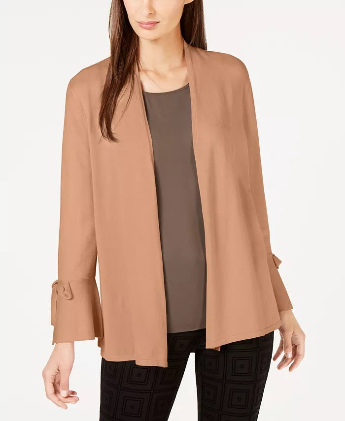 Cardigan feminino Alfani com mangas amarradas, marrom, tamanho XX-G