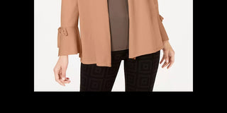 Cardigan feminino Alfani com mangas amarradas, marrom, tamanho XX-G