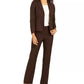 Le Suit Terno Feminino com Calça de Dois Botões Marrom Tamanho 4 Petite