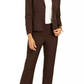 Le Suit Terno Feminino com Calça de Dois Botões Marrom Tamanho 4 Petite