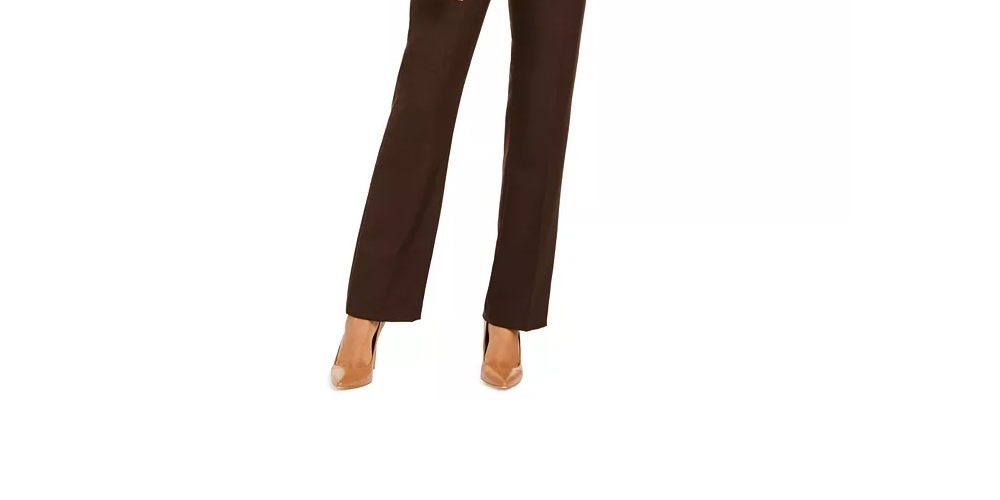 Le Suit Terno Feminino com Calça de Dois Botões Marrom Tamanho 4 Petite